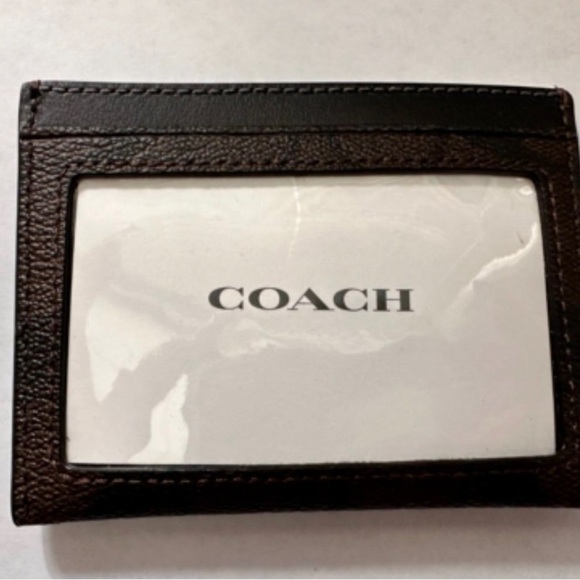 COACH SLIM ID CARD CASE BROWN/BLACK BRAND NEW - Picture 4 of 4